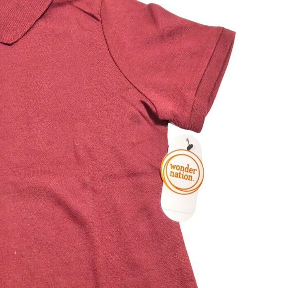 Wonder Nation Girls Uniform Short Sleeve Polo-style Burgundy L Tagless Comfort - Picture 6 of 12